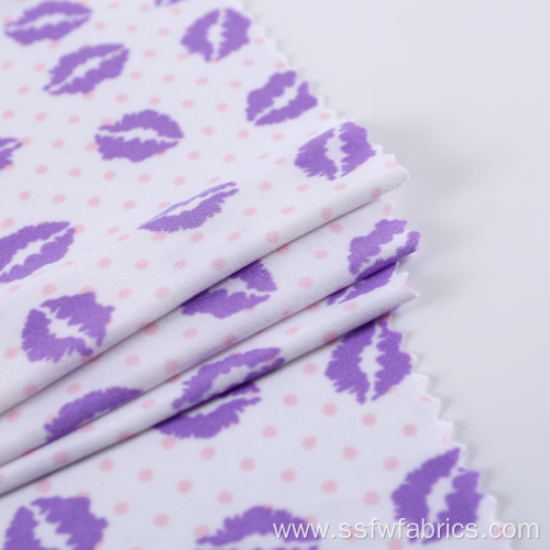 Knitted Polyester Spandex Lip Print Polka Dot Fabric